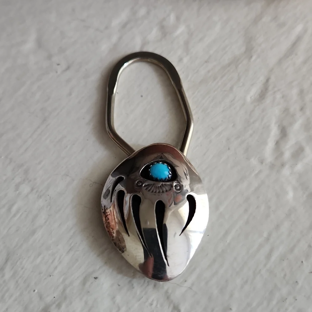 Awesome Native American Navajo Turquoise and Sterling Key Holder